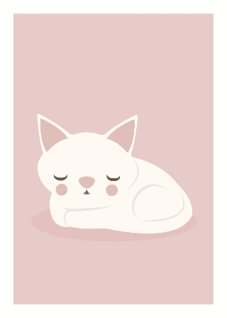 Hvit katt sover