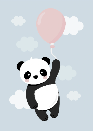 Panda med rosa ballong