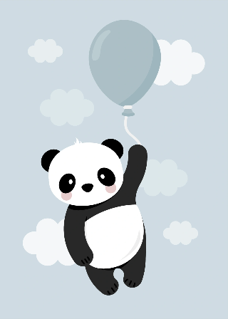 Forhåndsvisning av Plakater: Panda med blå ballong