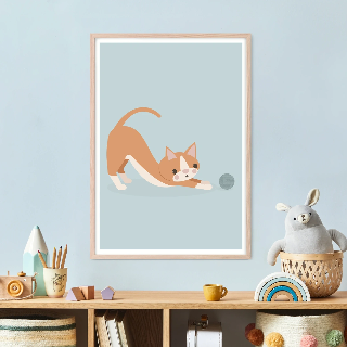 Forhåndsvisning av Plakater: Oransje katt leker