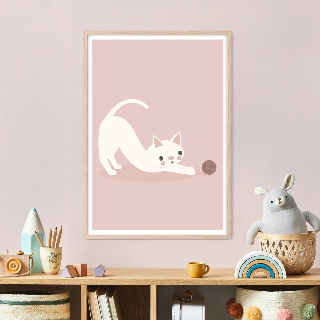 Forhåndsvisning av Plakater: Hvit katt leker