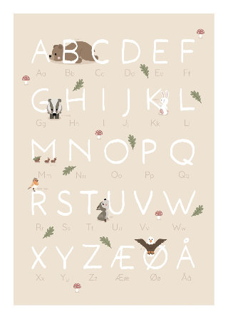 Alfabet med skogsdyr