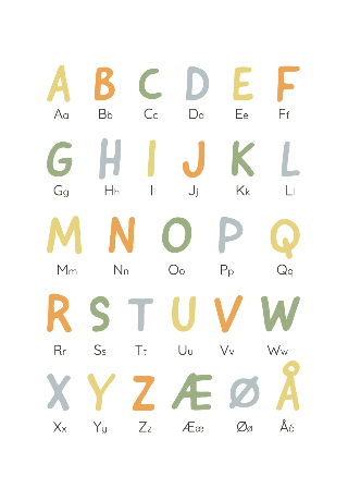 Alfabet i glade farger