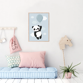 Forhåndsvisning av Plakater: Panda med blå ballong