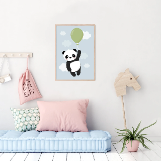 Forhåndsvisning av Plakater: Panda med grønn ballong