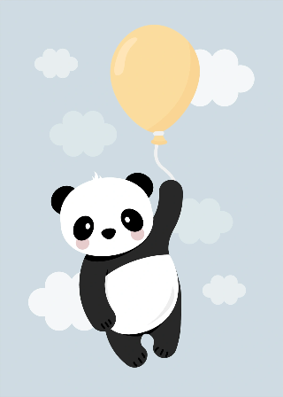 Forhåndsvisning av Plakater: Panda med gul ballong